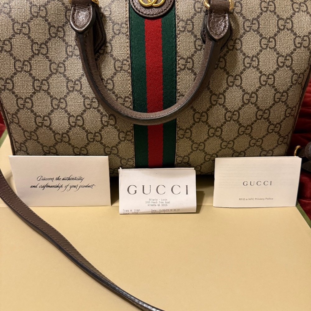 GUCCI Ophidia GG Supreme Top Handle Handbag